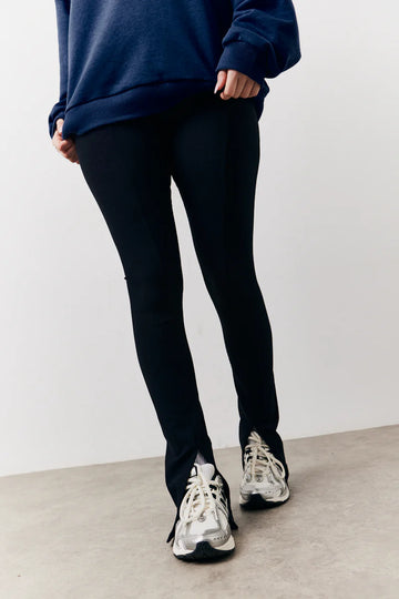 Black Sculpt & Control High Waisted Split Hem Ribbed Legging